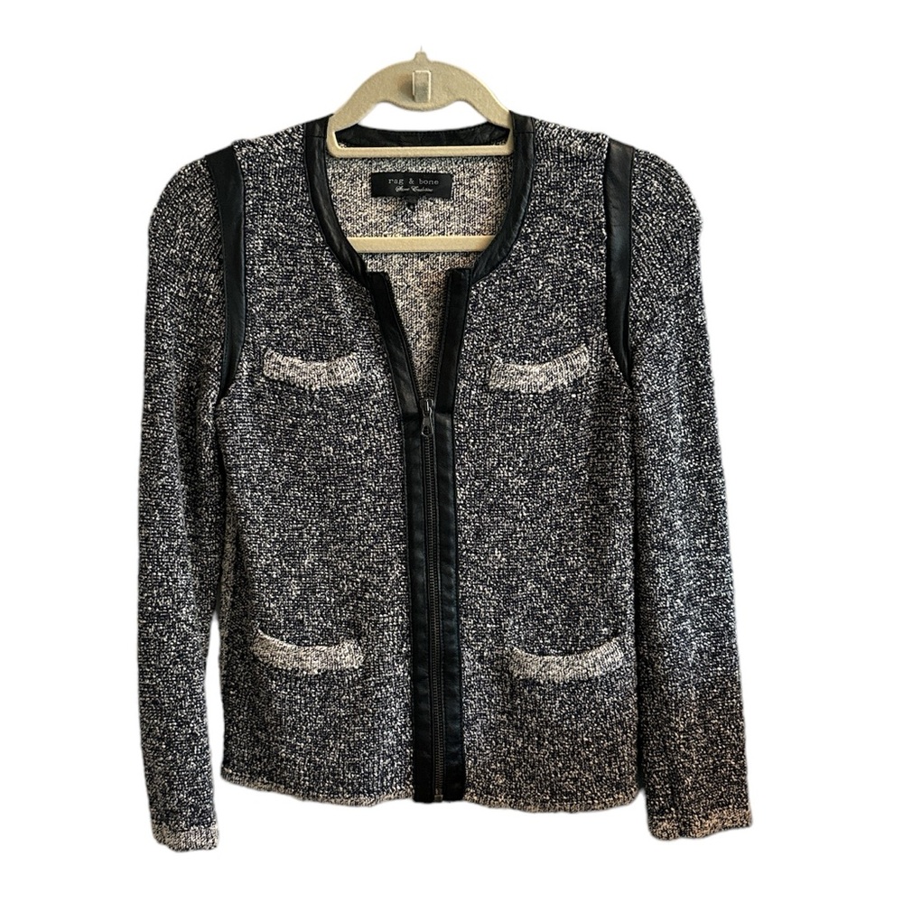 Rag and Bone boucle zip-up jacket top